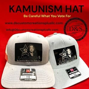KAMUNISM Richardson 112 hats with custom laser engraved metal patch